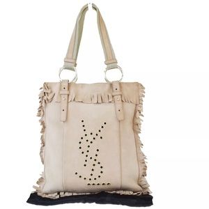 YVES SAINT LAURENT Tote Shoulder Bag Suede Leather